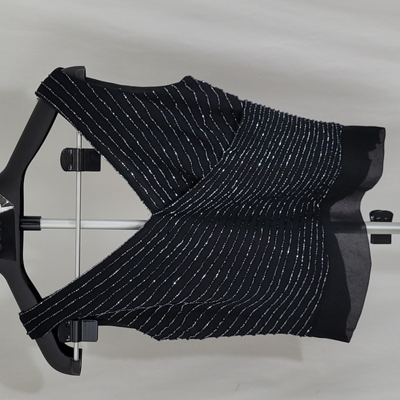 JKARA Fully Beaded Black Sleeveless Mini Tank Top SZ S - Picture 1 of 10